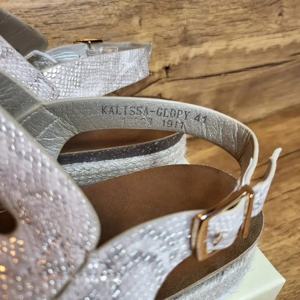 Patrizia Karissa gold python strappy espadrille sandal sz 41 US 10